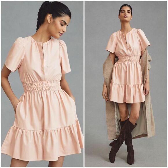 Anthropologie Dresses & Skirts - Anthropologie The Sommerset Mini Dress Blush Pink Faux Leather
